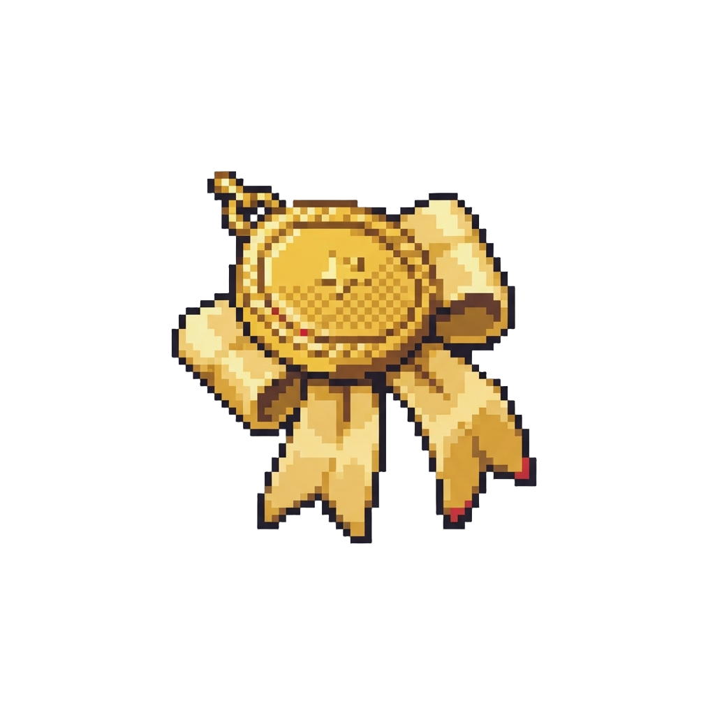 A Cute Golden Ribbon Badge