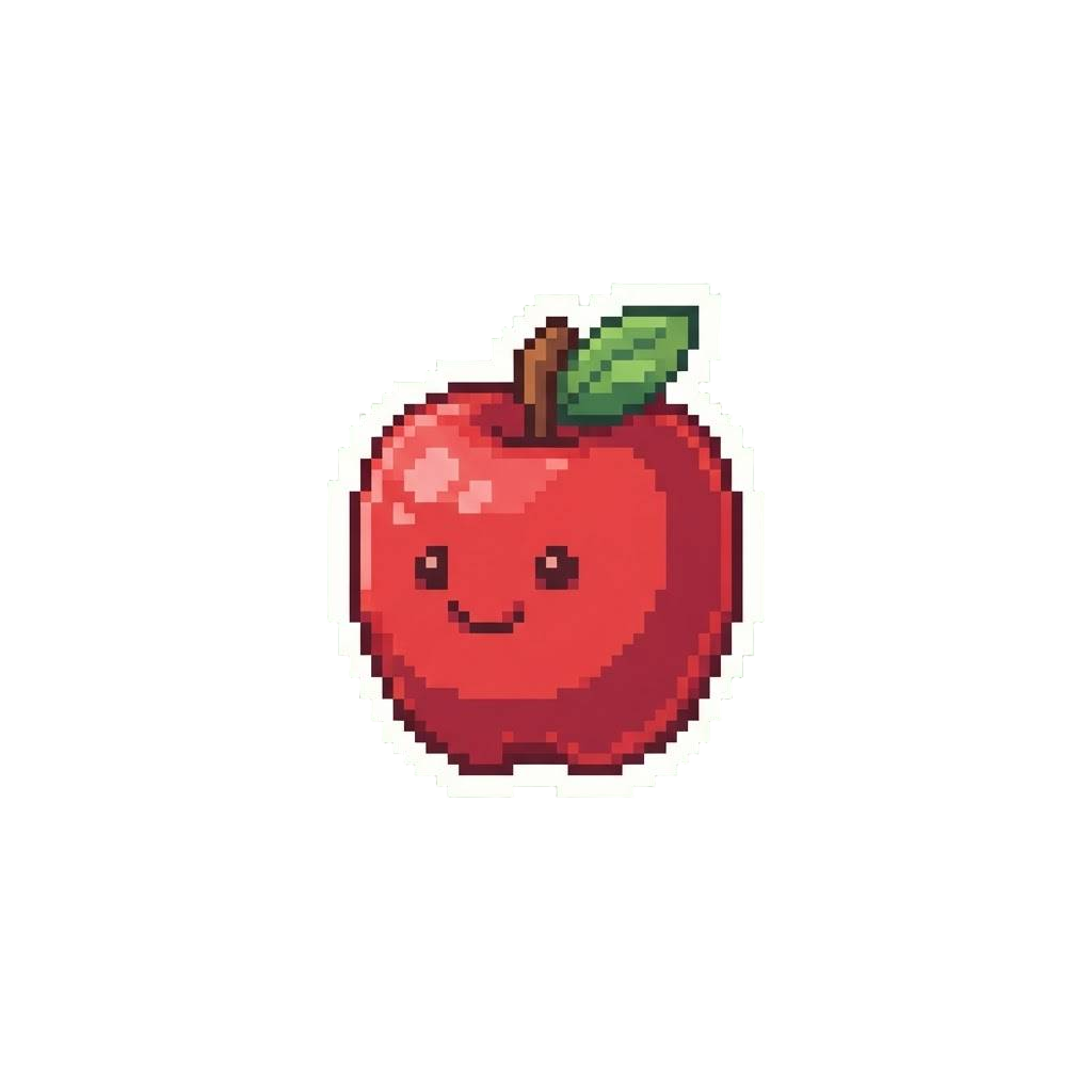 A Happy Red Apple Sticker