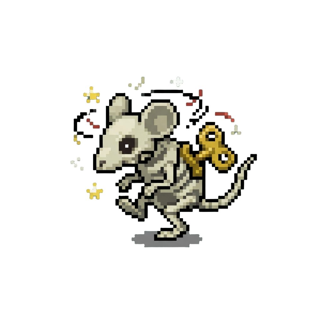 A Wind-up Skeletal Mouse That Spins in Dizzy Circles and Clicks Comically