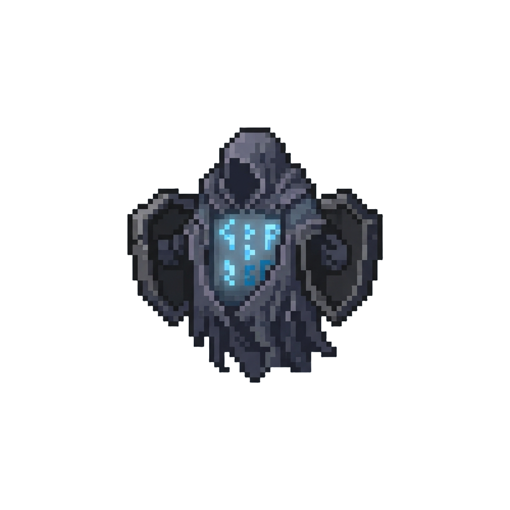 A Cloaked Tombstone Sentinel Floating Silently with Heavy Granite Shields and Ghostly Runestones