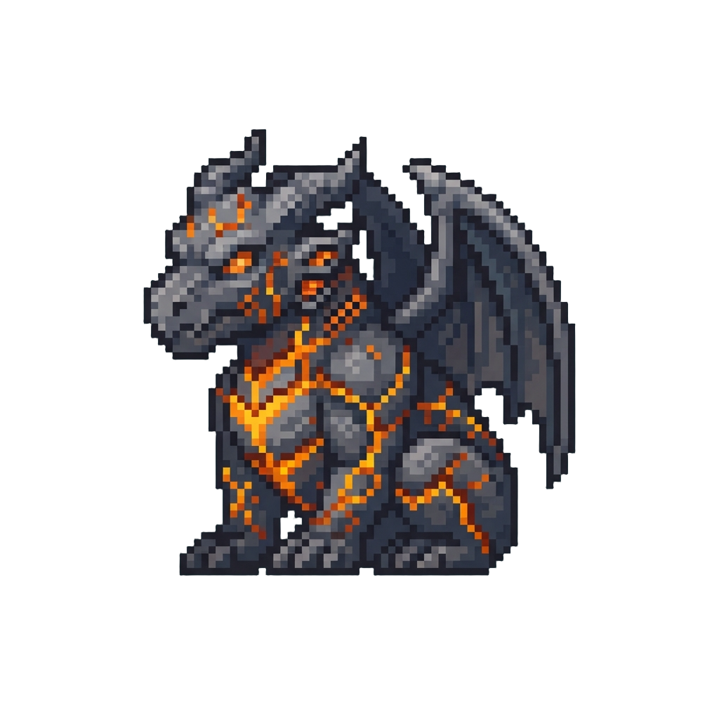 A Gargantuan Living Iron Gargoyle with Cracked Pumpkin-magma Veins and Sonic Scream Vents