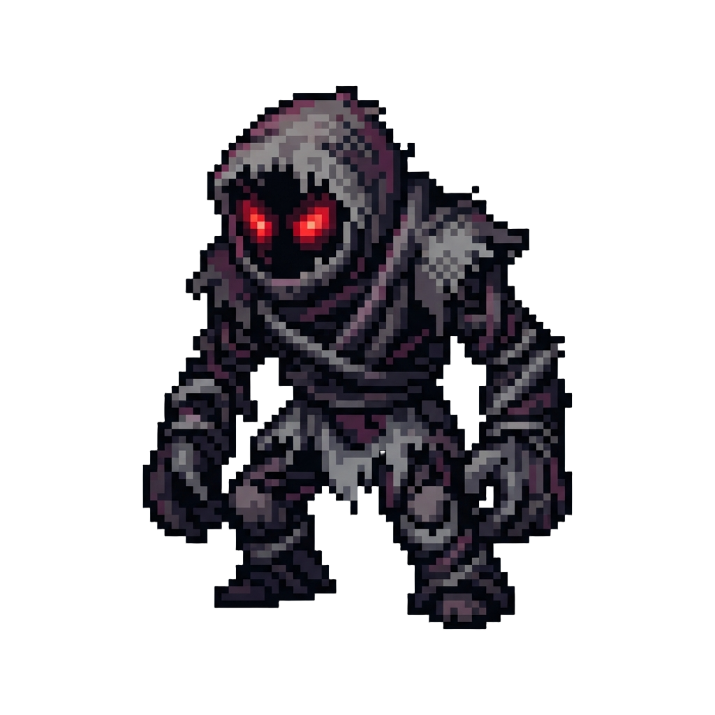 A Colossal Hollow Scarecrow Titan Woven From Cursed Shadow Threads and Glowing Crimson Eyes