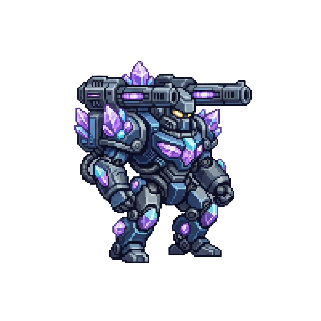 A Crystal-armored Apex Mech with Double Cannons