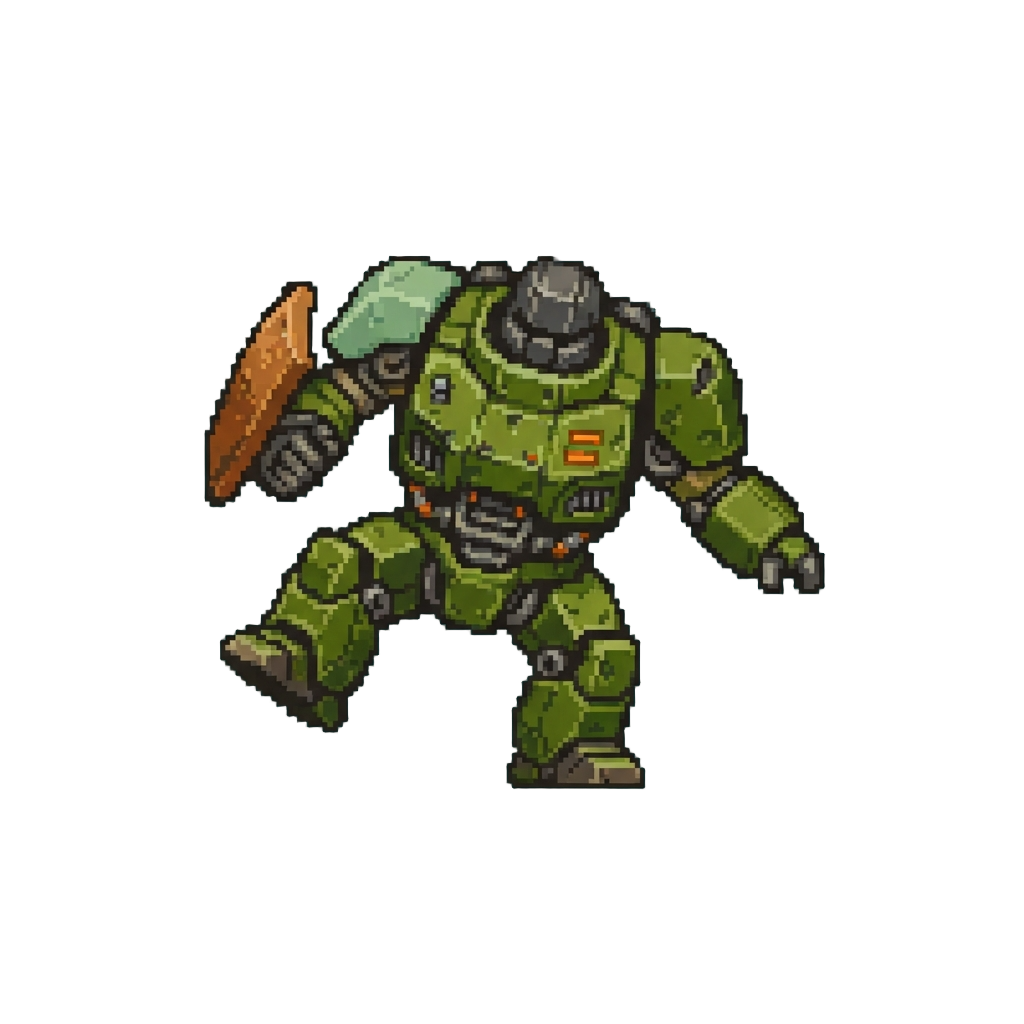 A Tiny Head Giant Torso Mech Staggering Around