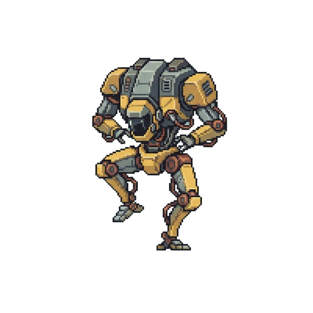 A Upside-down Torso Mech Balance-stepping Nervously
