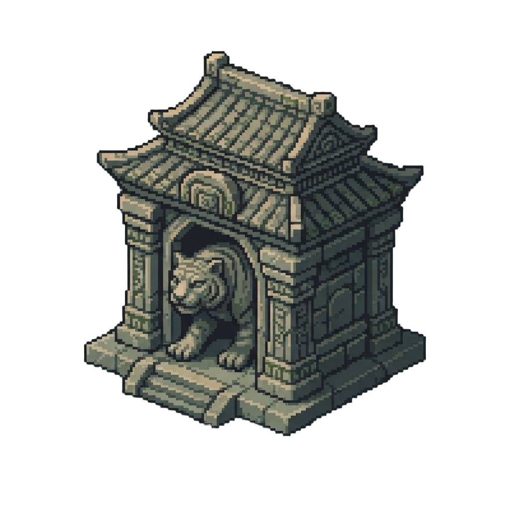 A Massive Carved Stone Tiger Sanctuary