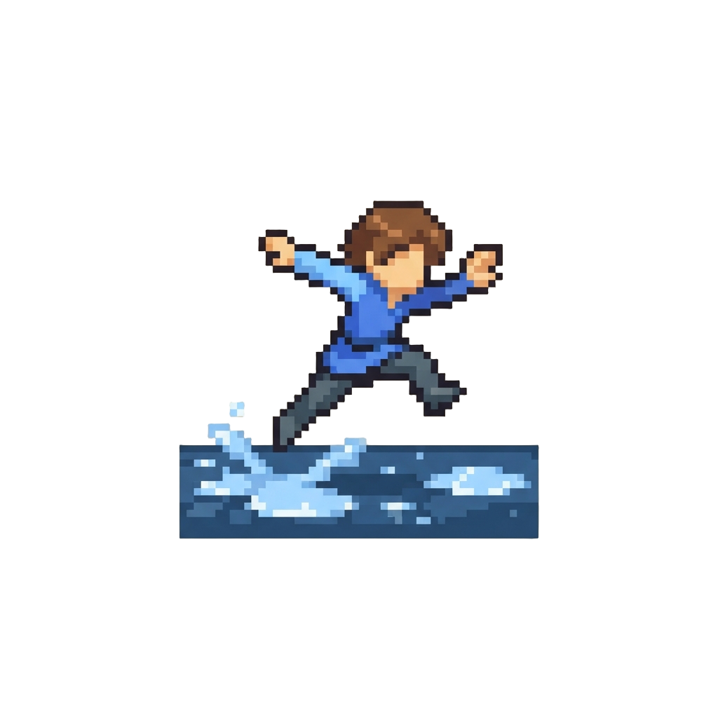 A Quick Slip on the Wet Floor and Agile Recovery Pop-up