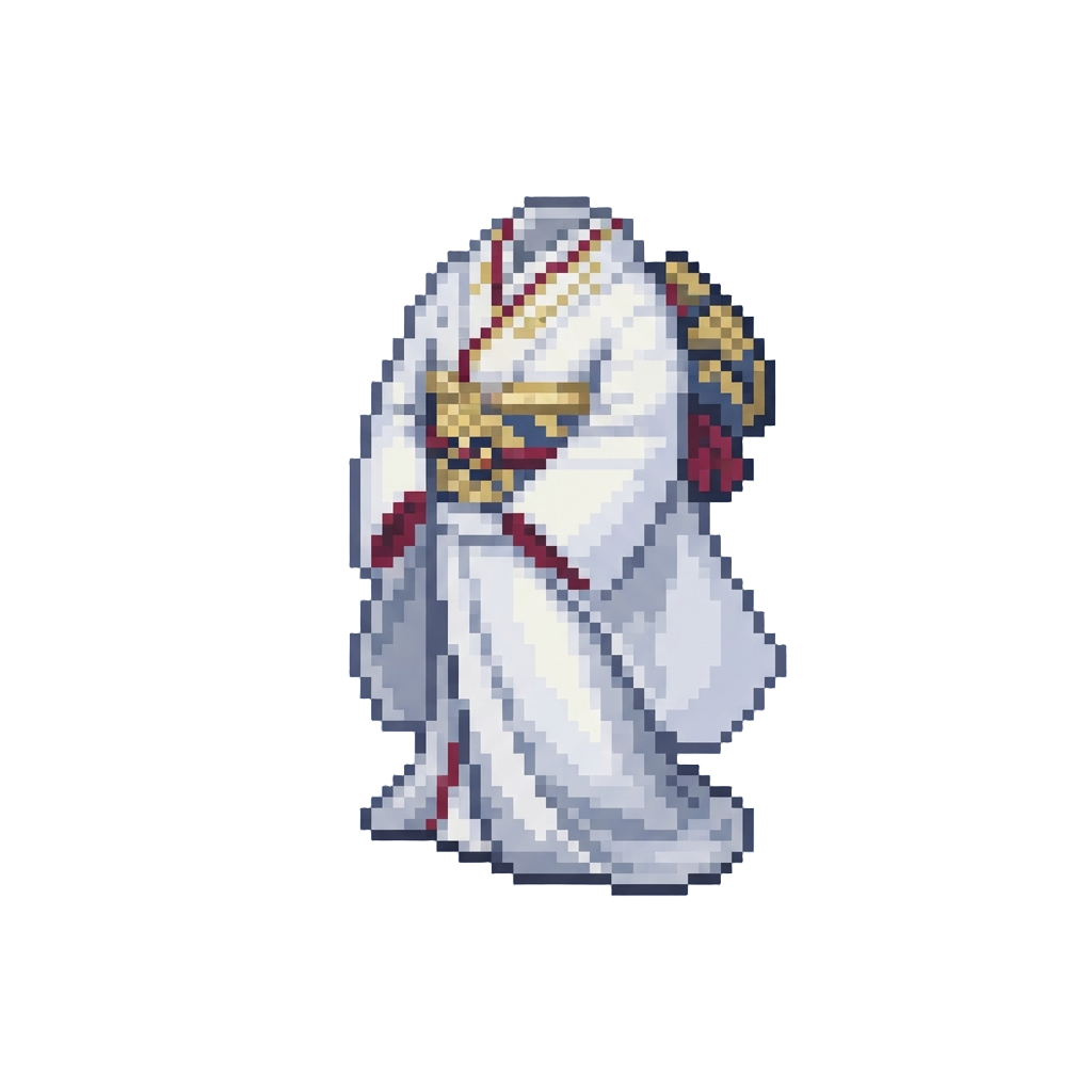A Shimmering White Silk Ceremonial Kimono