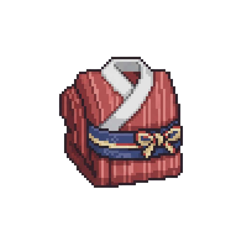 A Simple Red Striped Cotton Yukata