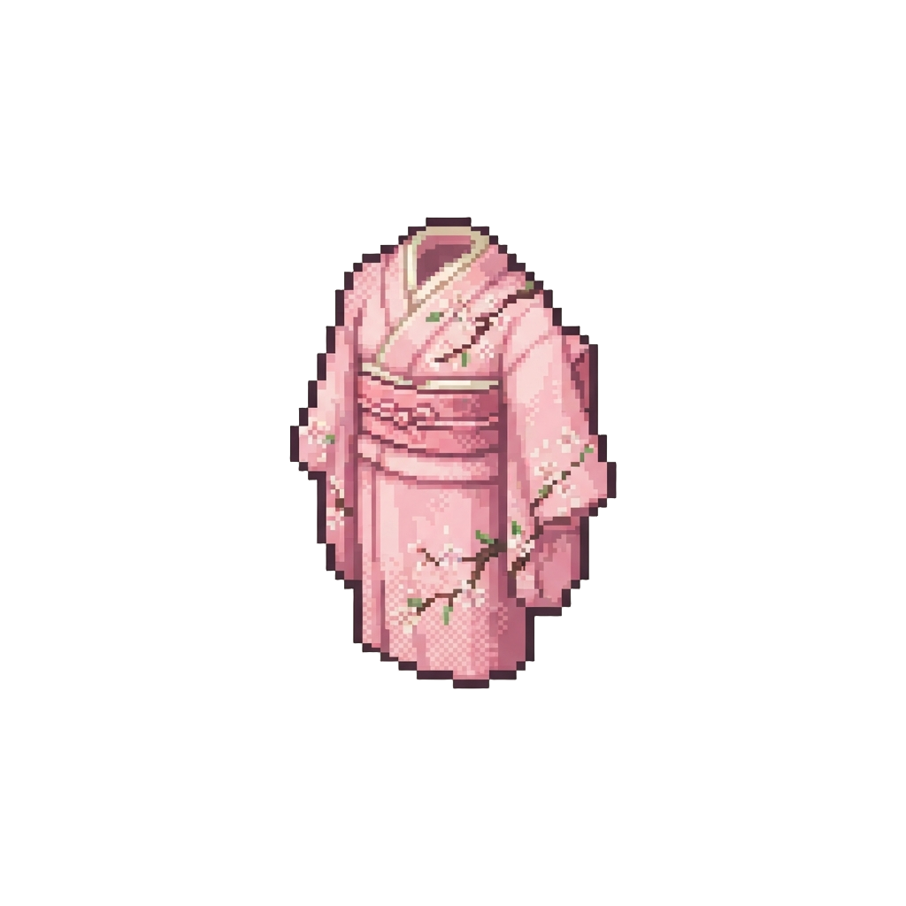 A Soft Pastel Pink Cherry Blossom Silk Kimono