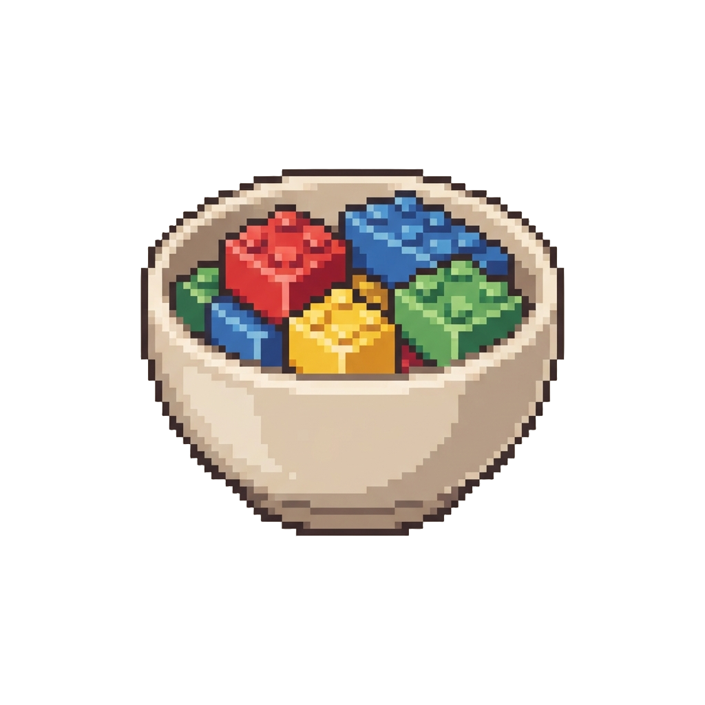 A Bowl Filled with Colorful Plastic Toy Blocks Instead of Noodles