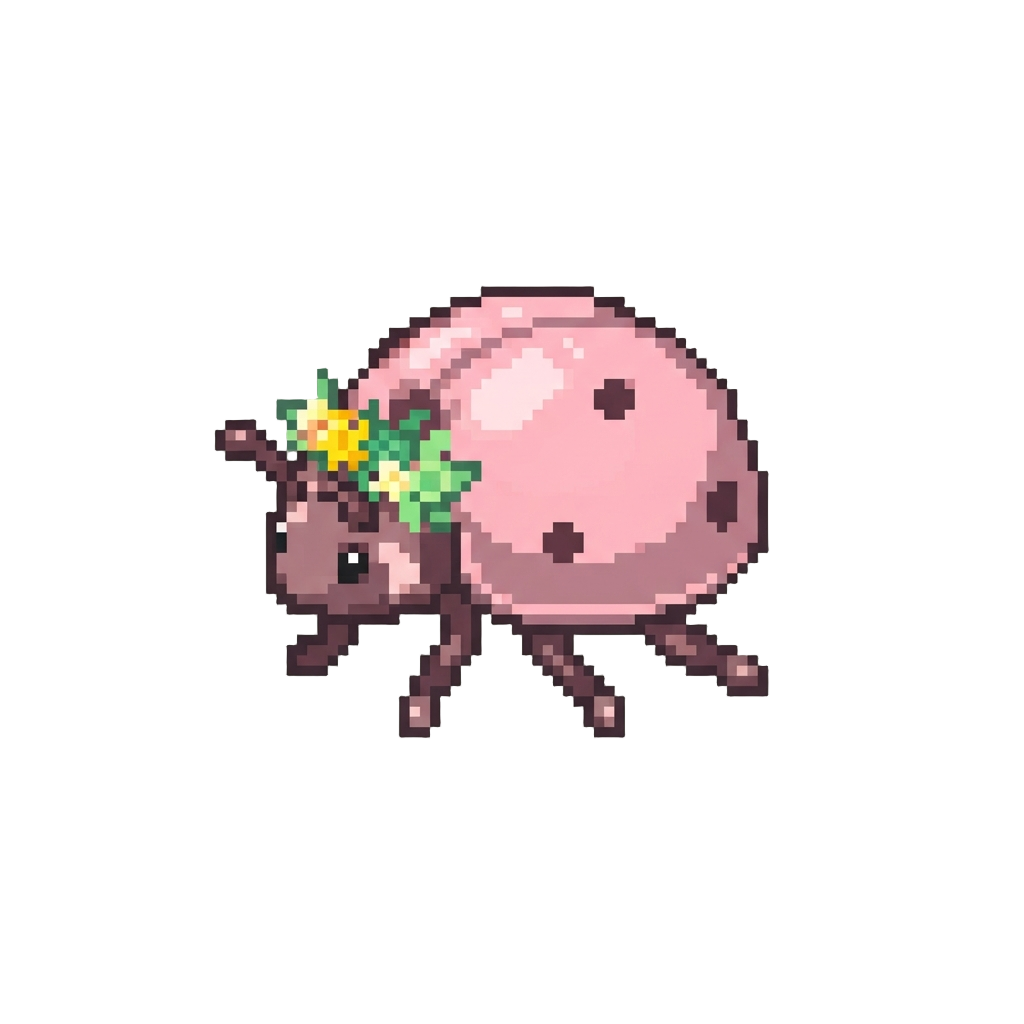 A Pastel Pink Ladybird Wearing a Tiny Flower Crown