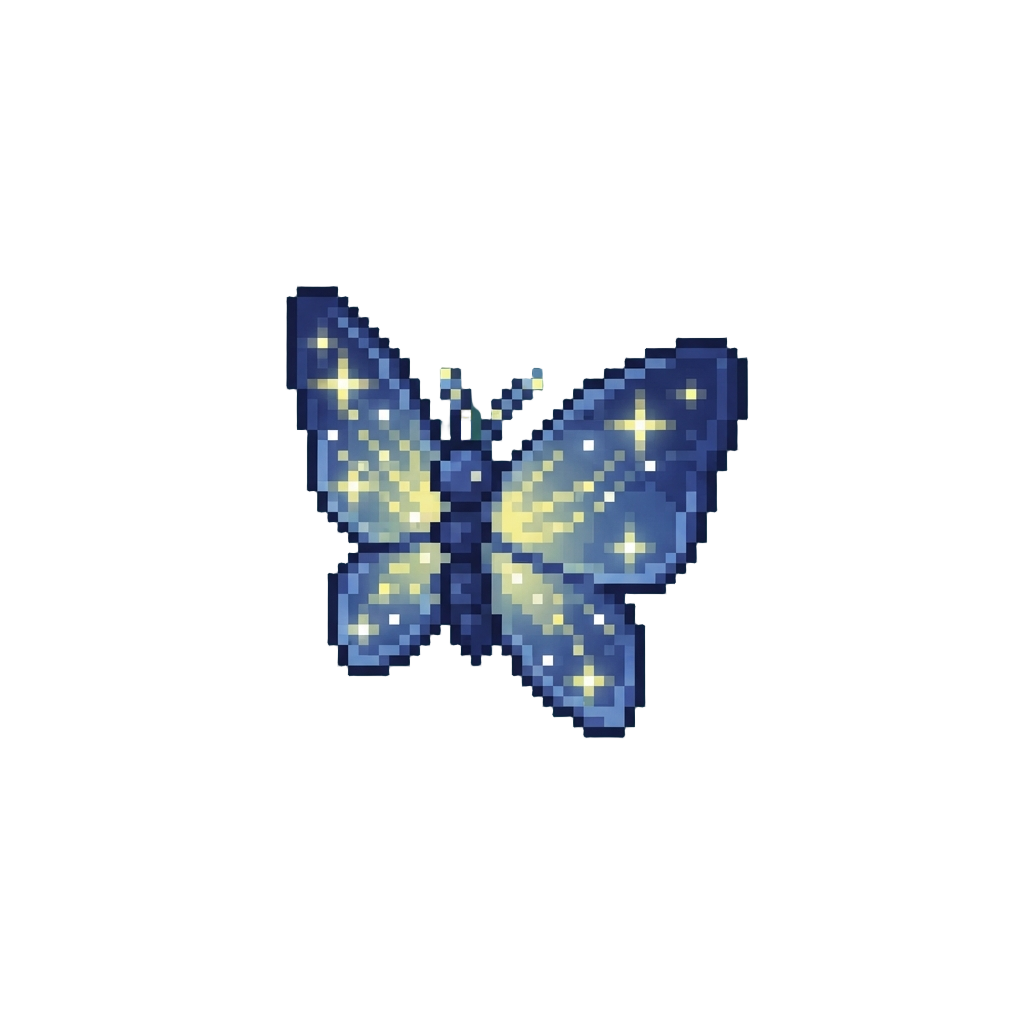 A Miniature Glowing Starlight Butterfly