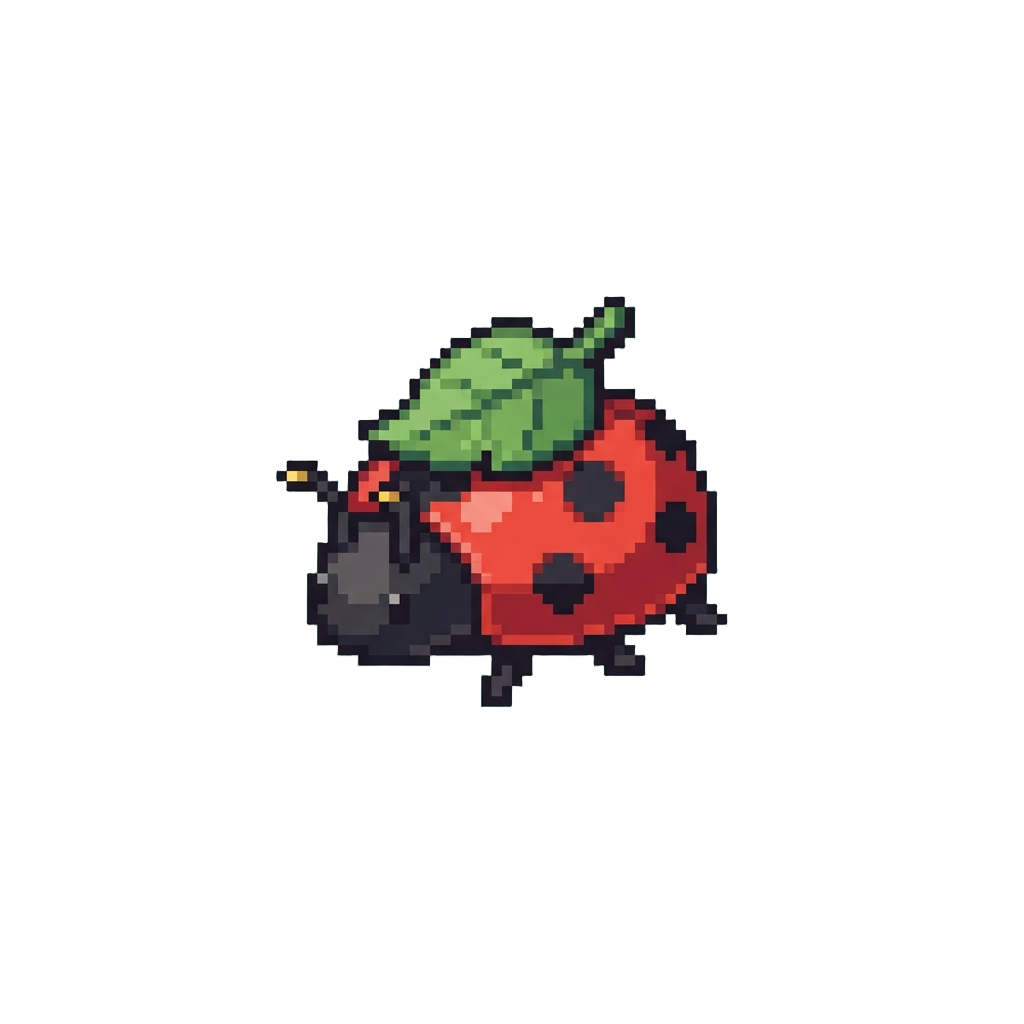 A Tiny Ladybird with a Little Leaf Cap