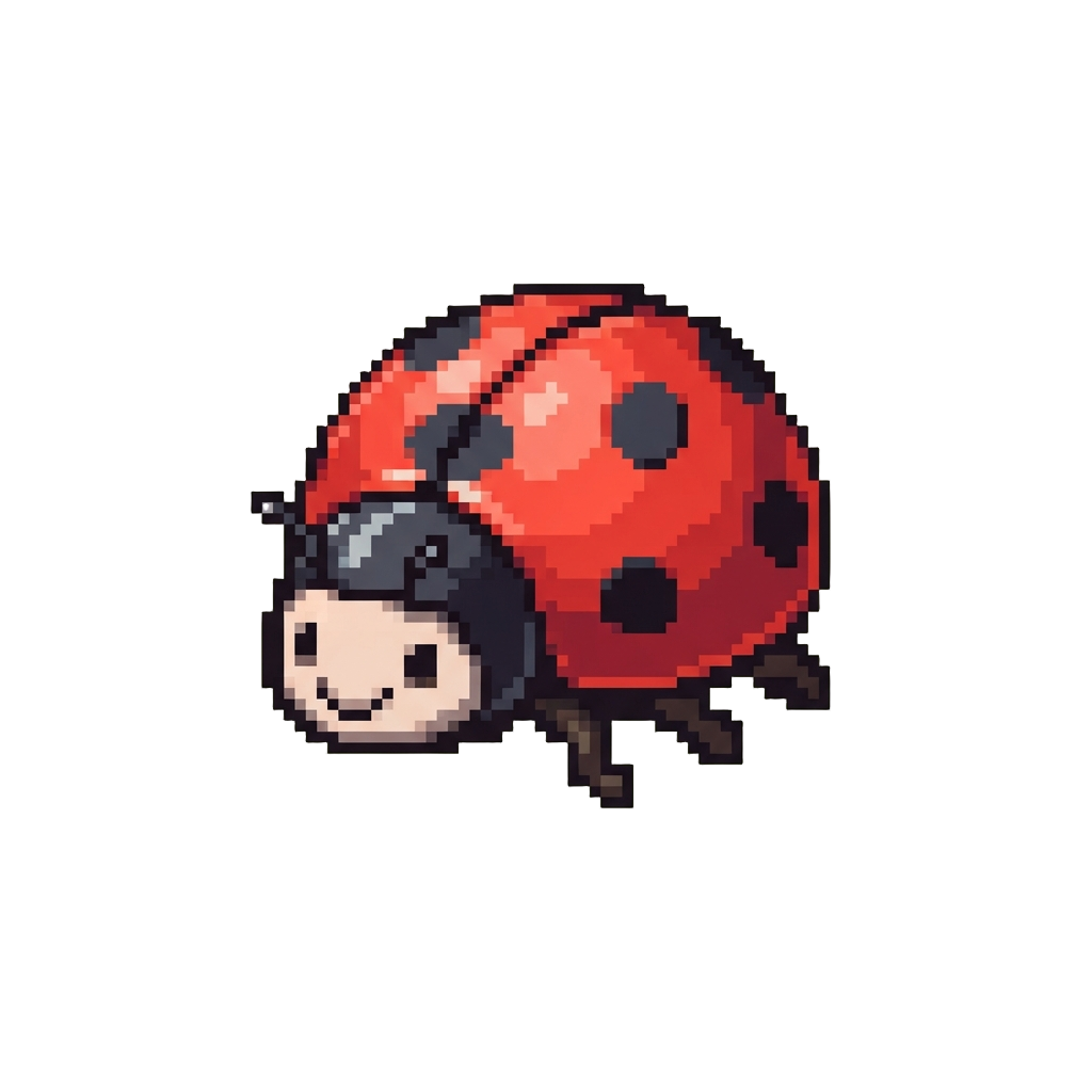 A Bright Red Ladybird with a Sweet Tiny Smile