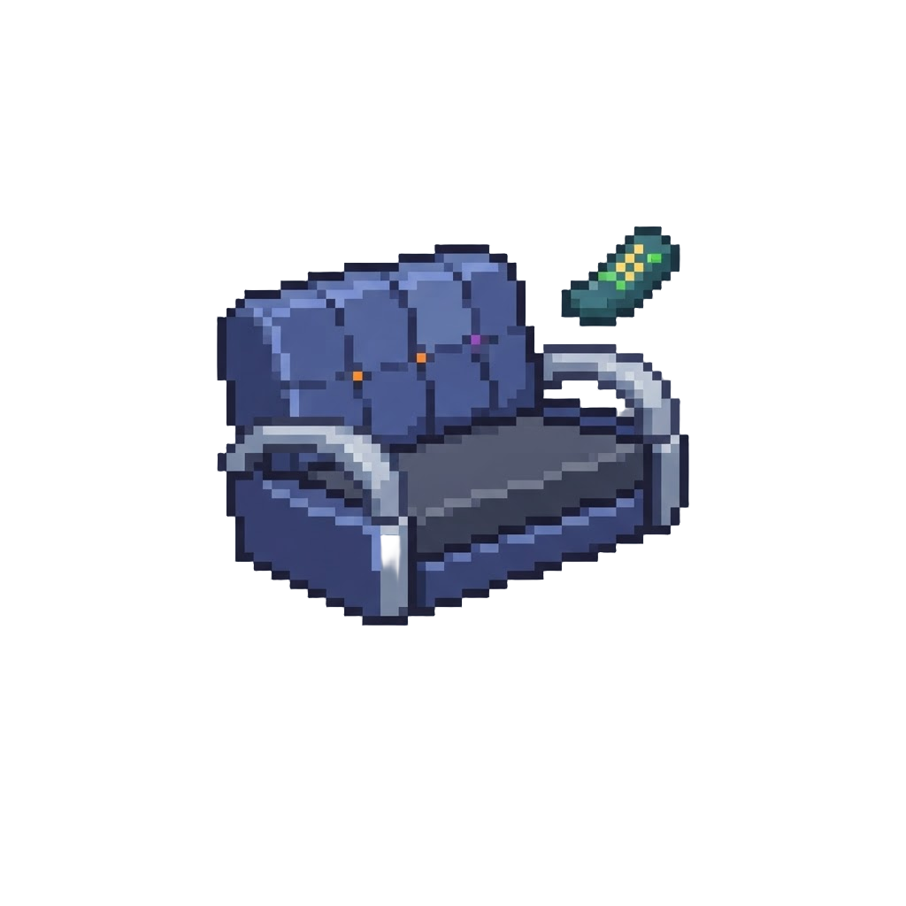 A Floating Space Sofa with an Alien Remote Control