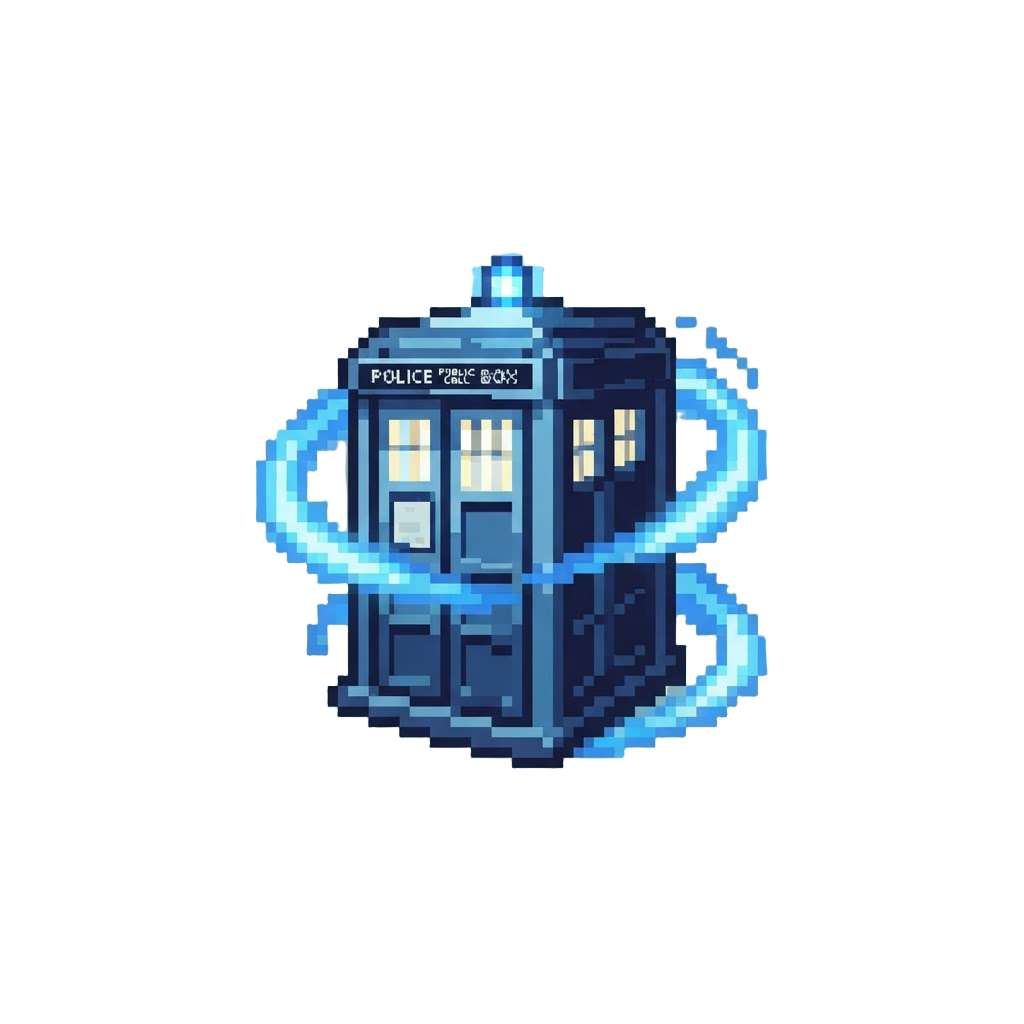 The T.a.r.d.i.s. Spinning Past with Glowing Blue Light