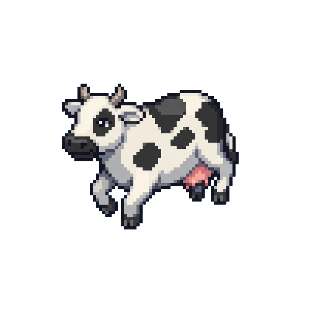 A Spotted Holstein Cow Floating Lazily in Zero Gravity