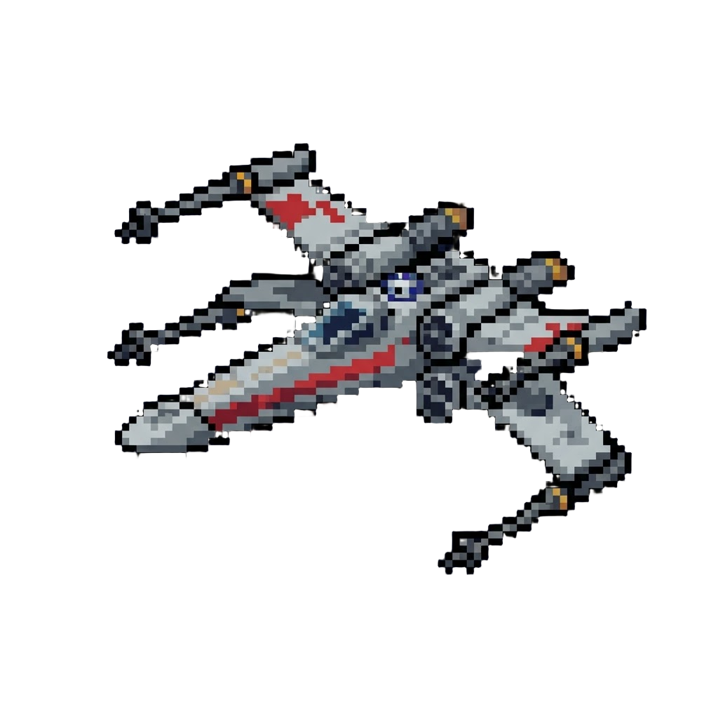 An X-wing Starfighter Banking Across the Starry Sky