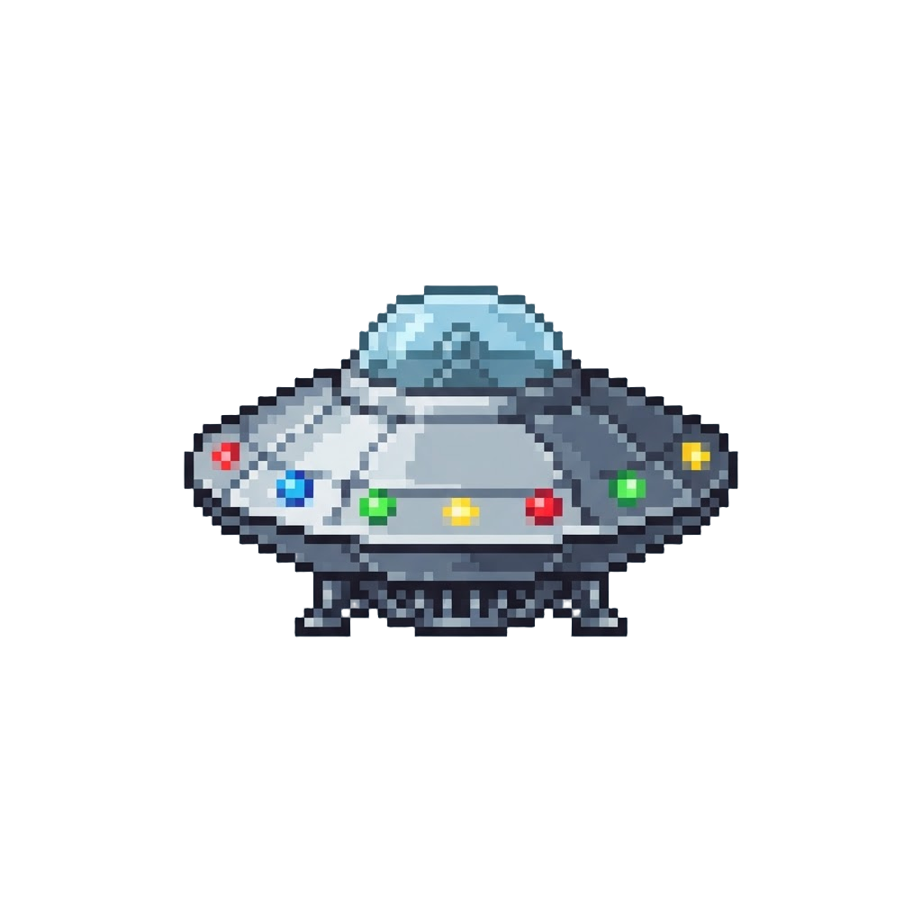 A Classic Saucer Ufo Flashing Multicolored Rim Lights