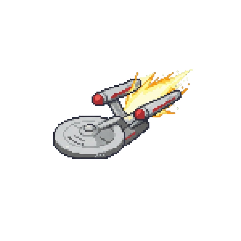 The Starship Enterprise Warping Into View with a Flash
