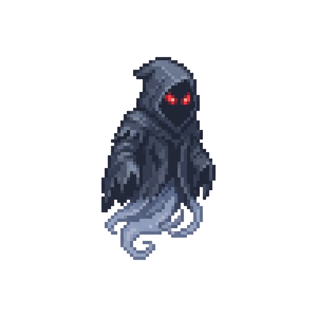 A Creepy Wraith with Glowing Red Eyes