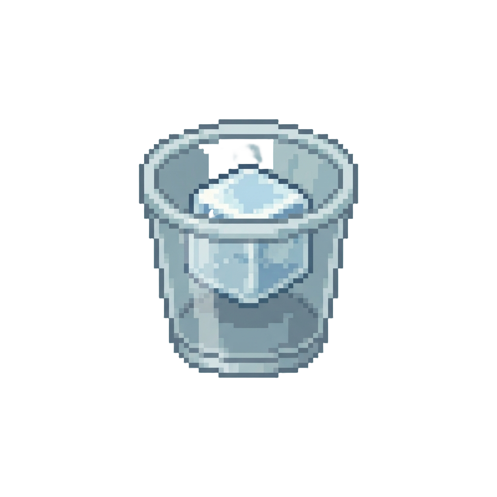 A Tiny Plastic Cup with a Single Ice Cube