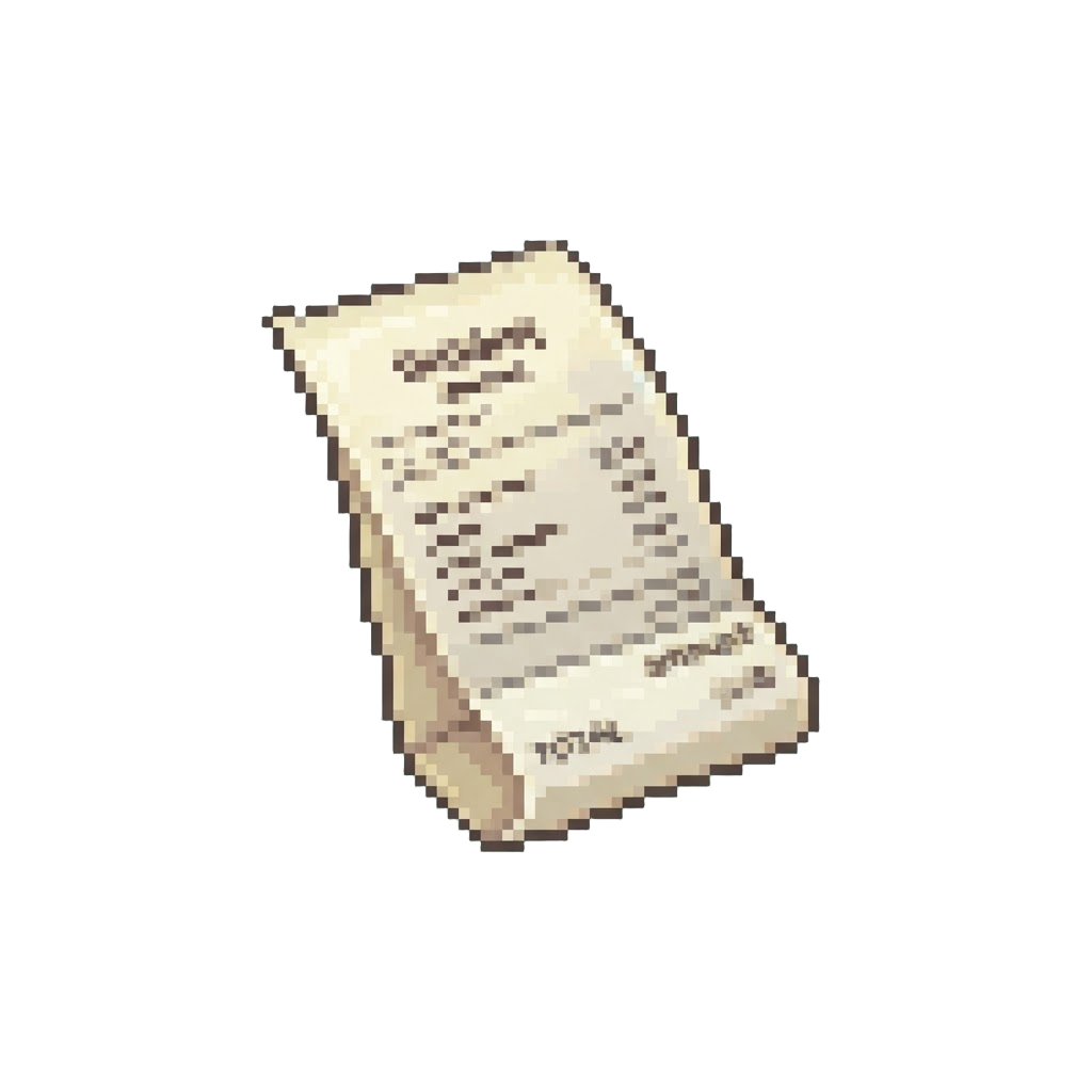 A Miniature Plastic Receipt Slip