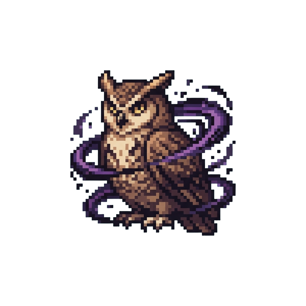 A Majestic Horned Owl Surrounded by Swirling Dark Magic