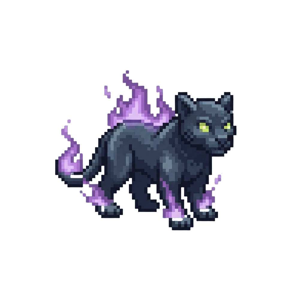 A Phantom Black Panther with Ghostly Purple Flames