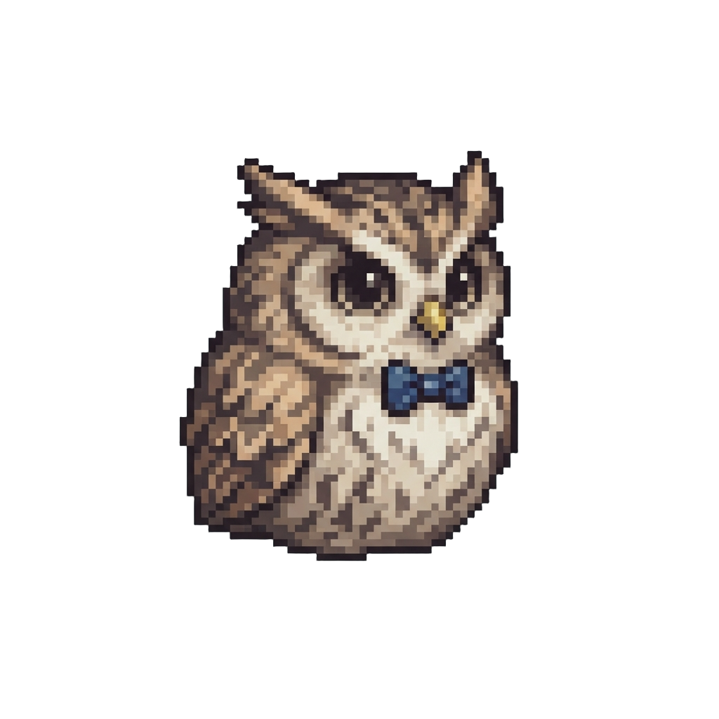 A Fluffy Round Screech Owl Wearing a Bowtie