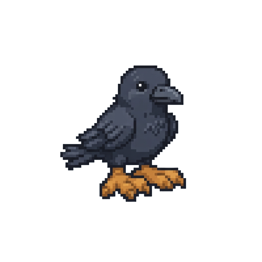 A Clumsy Little Raven with Oversized Feet