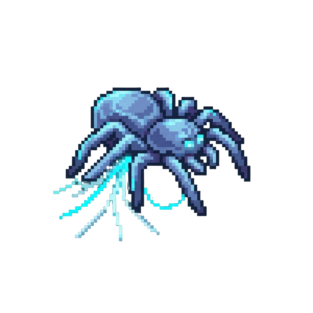 A Giant Spectral Spider with Glowing Silk Threads