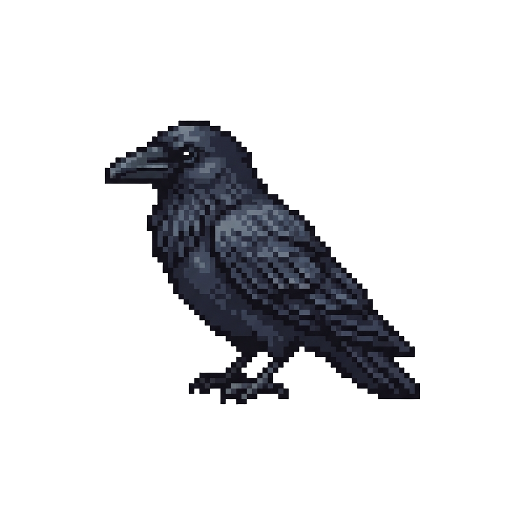A Regal Dark Raven with Shimmering Obsidian Feathers