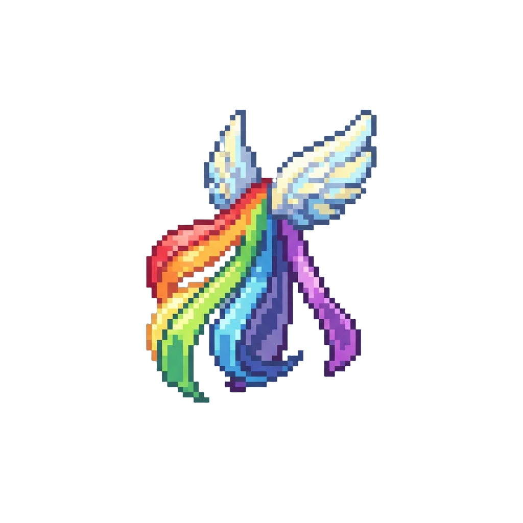 Radiant Rainbow Energy Ribbons and Feather-light Wings