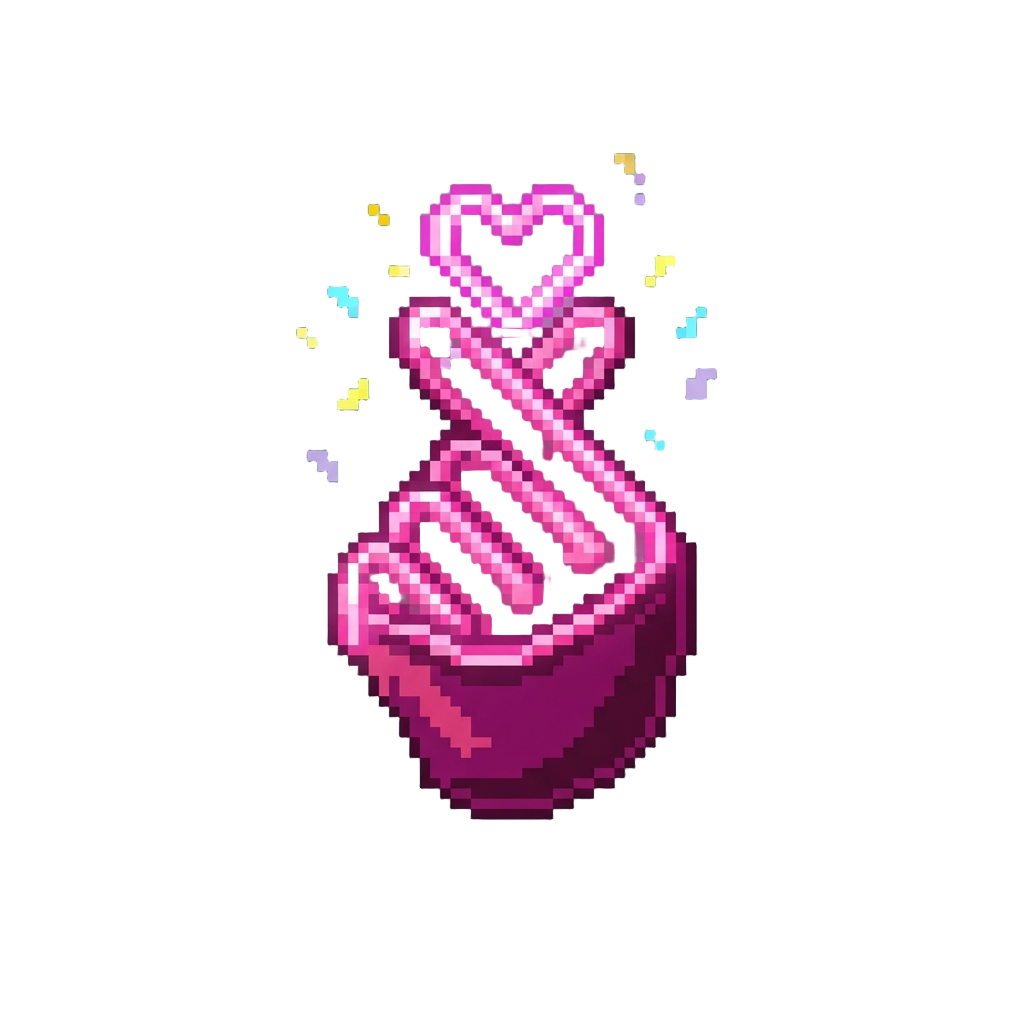 A Glowing Neon Heart-finger Gesture with Glittering Confetti
