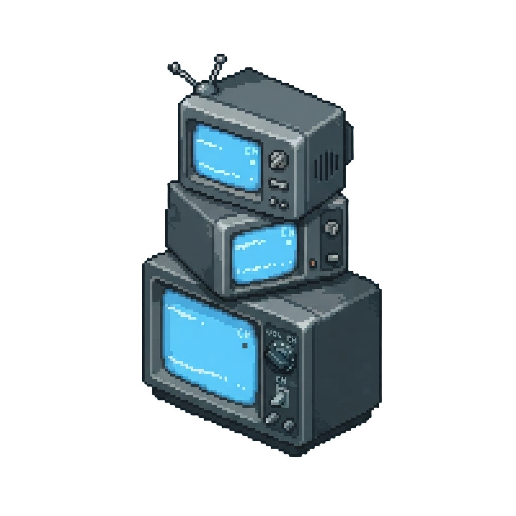 A Stack of Retro Glowing Television Sets