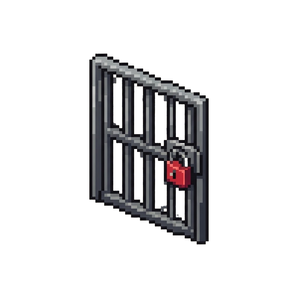 A Closed Security Gate with a Red Lock