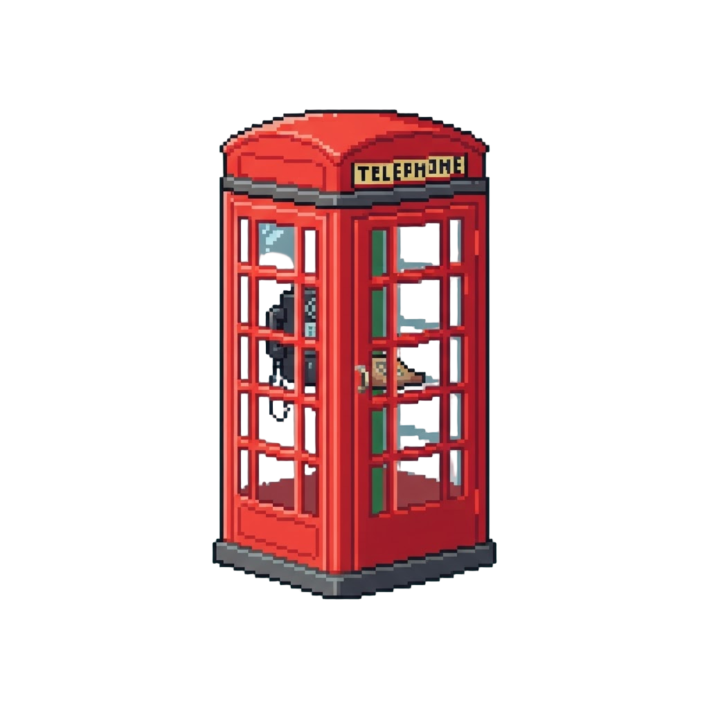 A Bright Red Vintage Telephone Booth