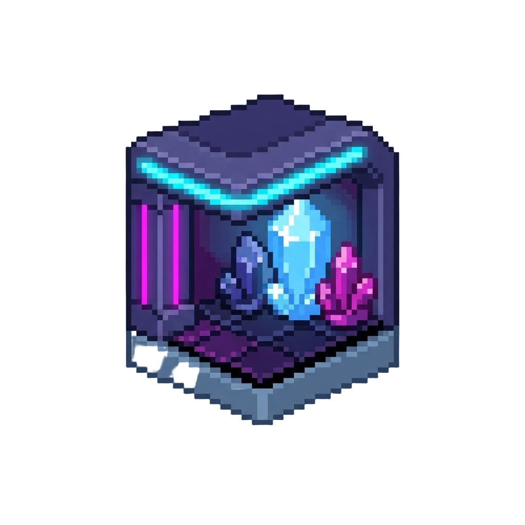 A Peaceful Neon-lit Crystal Lounge