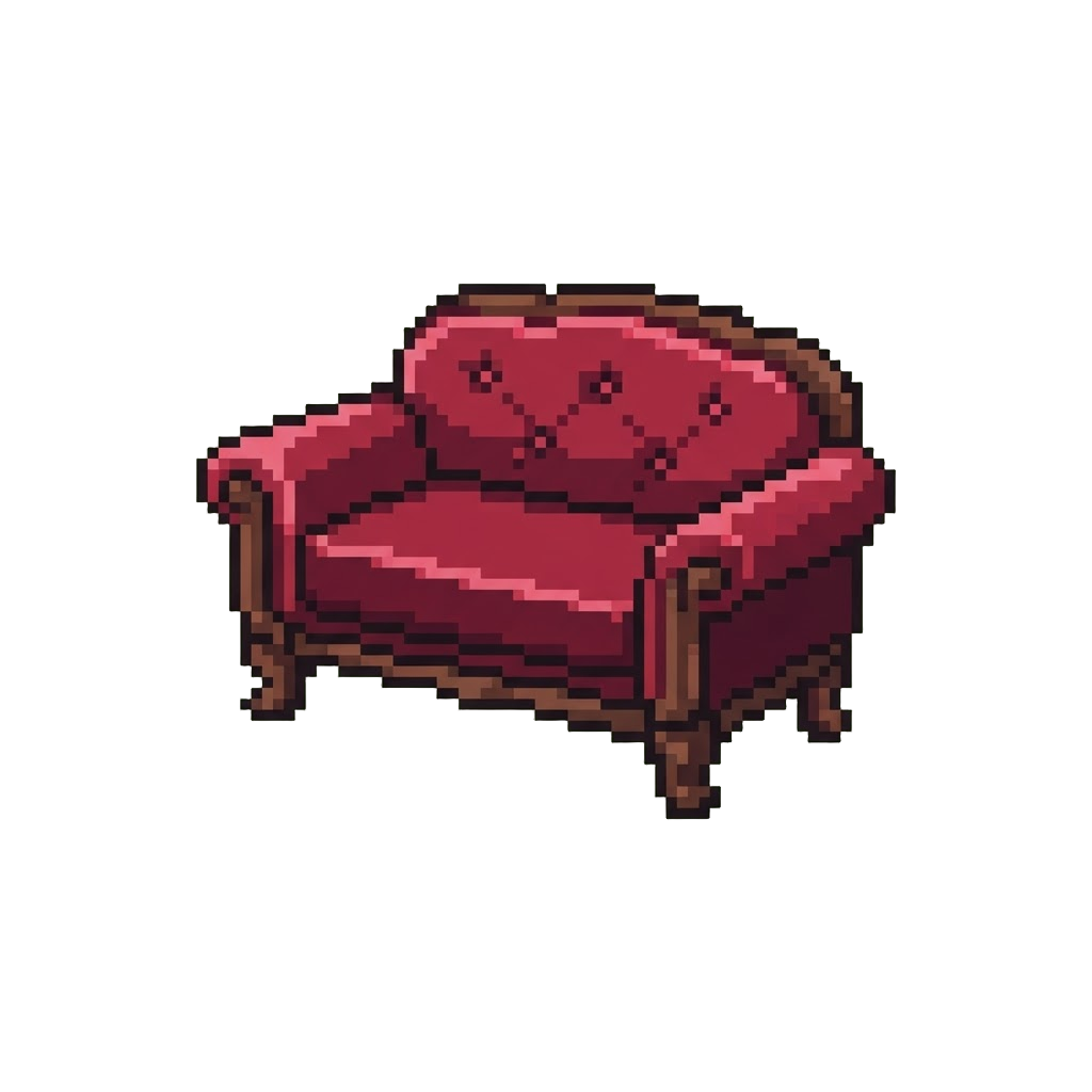 A Lone Velvet Sofa Resting in the Endless Green