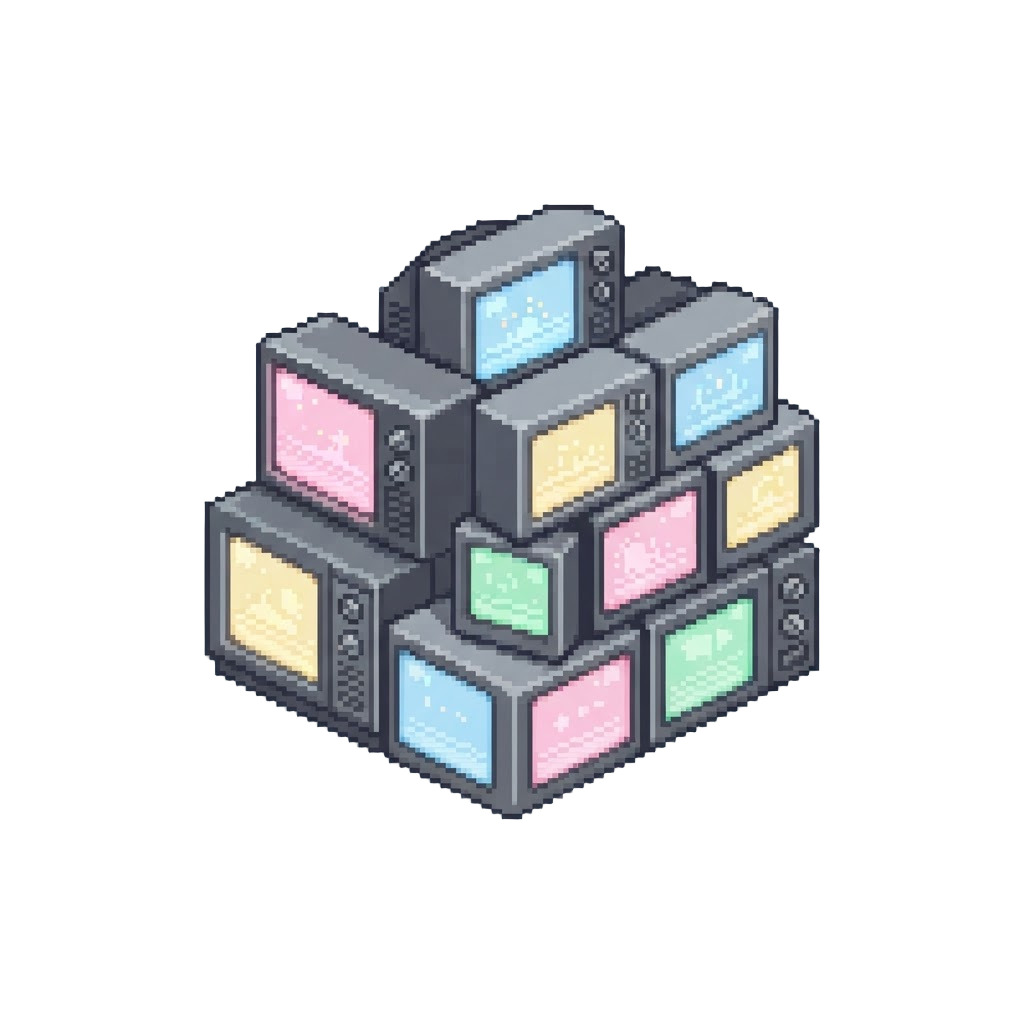 An Endless Field of Glowing Pastel Tv Screens