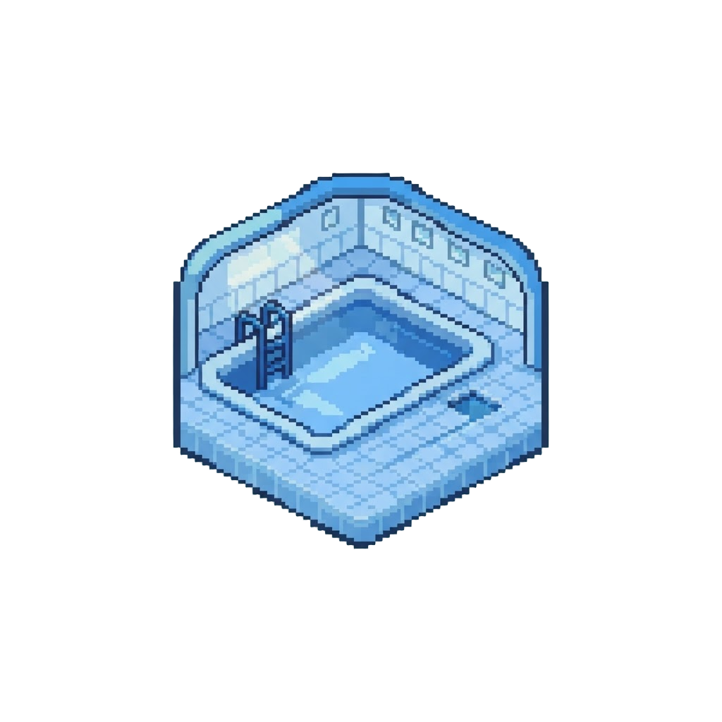 A Serene Indoor Pool Complex with Soft Pastel Blue Tiles