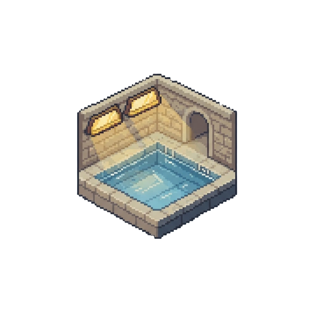 An Endless Quiet Indoor Pool Under Soft Golden Skylights
