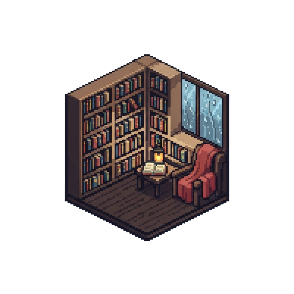 A Cozy Rain-dappled Library Nook