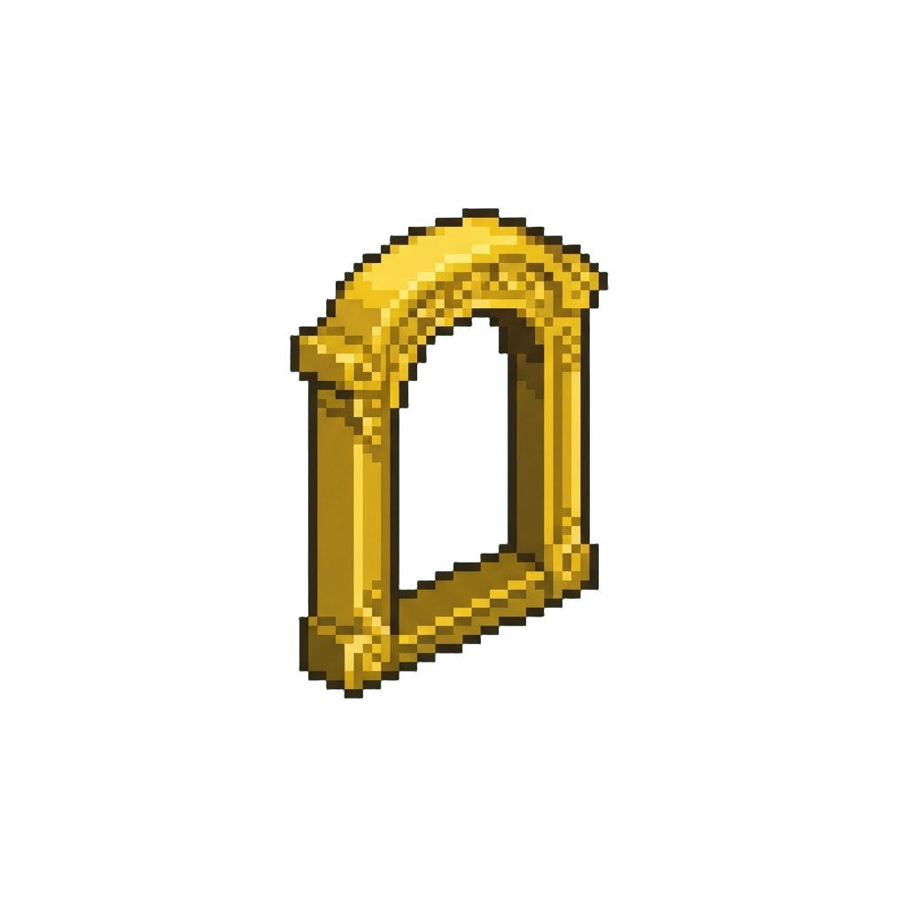 A Floating Golden Door Frame in Midair