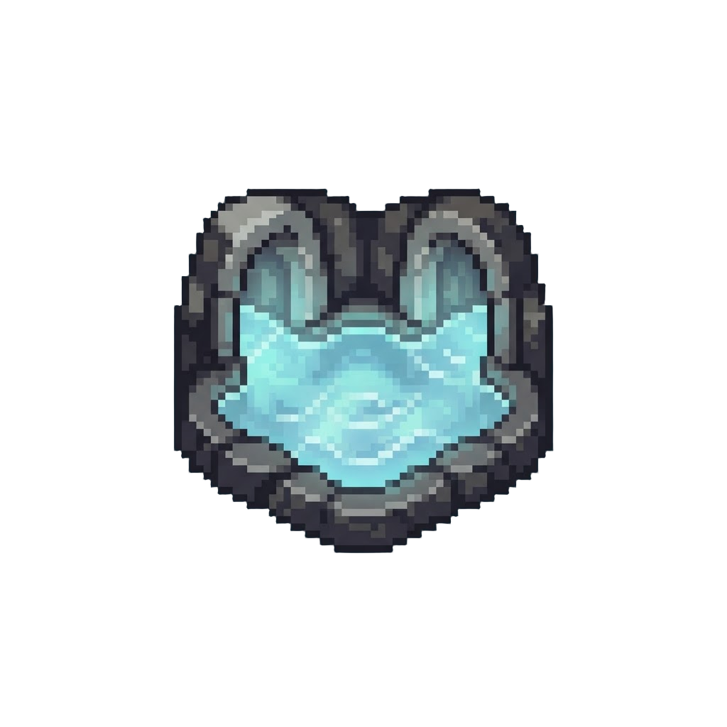 A Glowing Underground Pool with Archways and Gentle Ripples