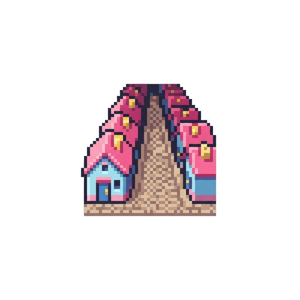 A Candy-colored Street with Endless Identical Cottages
