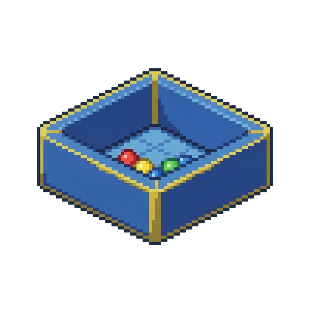An Empty Brightly Colored Indoor Ball Pit Under Soft Fluorescent Lights