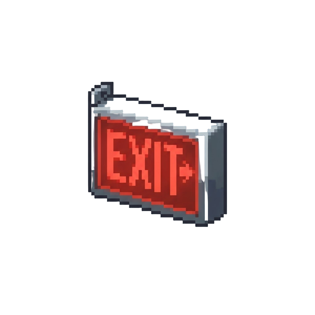 A Tiny Red Exit Sign Flickering Frantically